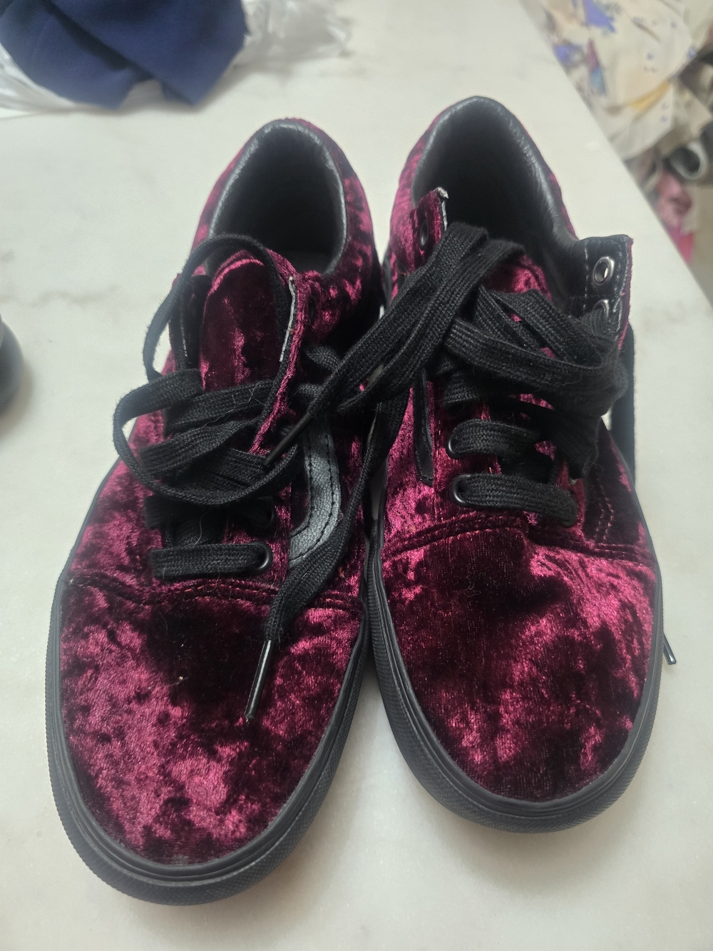 Vans Old Skool Platform Crushed Velvet Sneakers - Burnt Russet - Picture 2 of 9